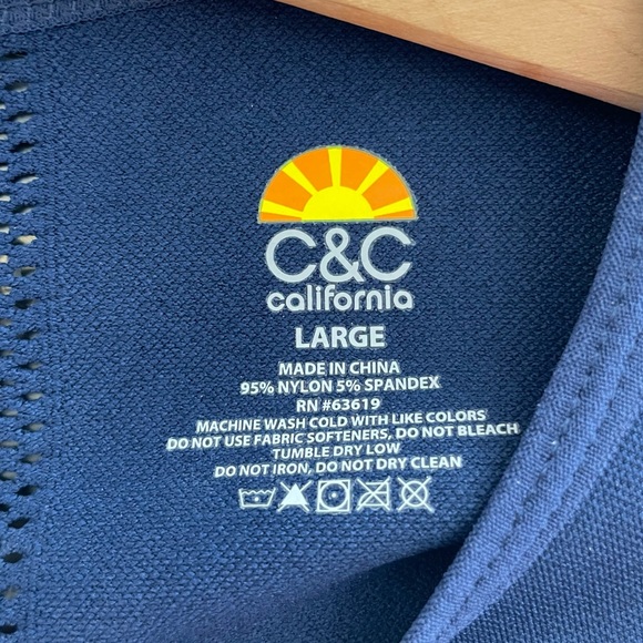 C&C California long-sleeve mesh-accent crewneck blue performance shirt, NWT, L - Picture 5 of 8